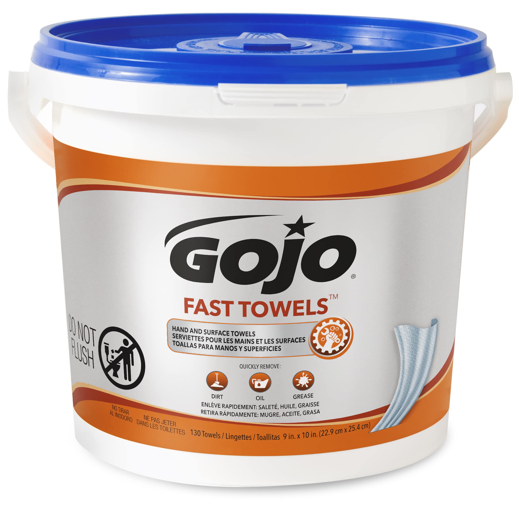 GOJO Fast Towels large textured wet towel for tough messes on hands and tools.
