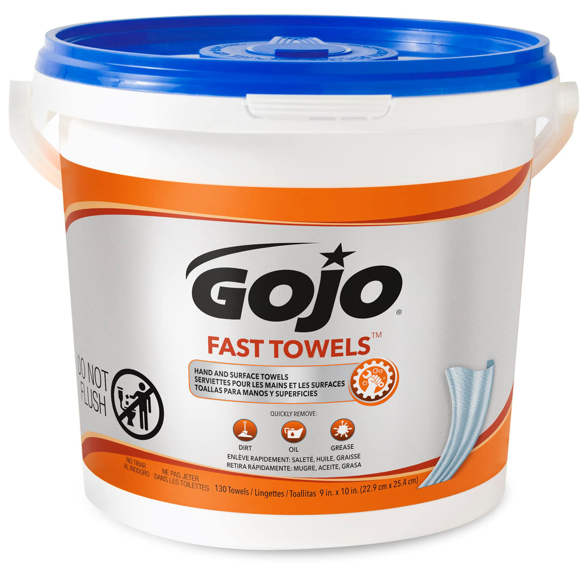 GOJO Fast Towels large textured wet towel for tough messes on hands and tools.