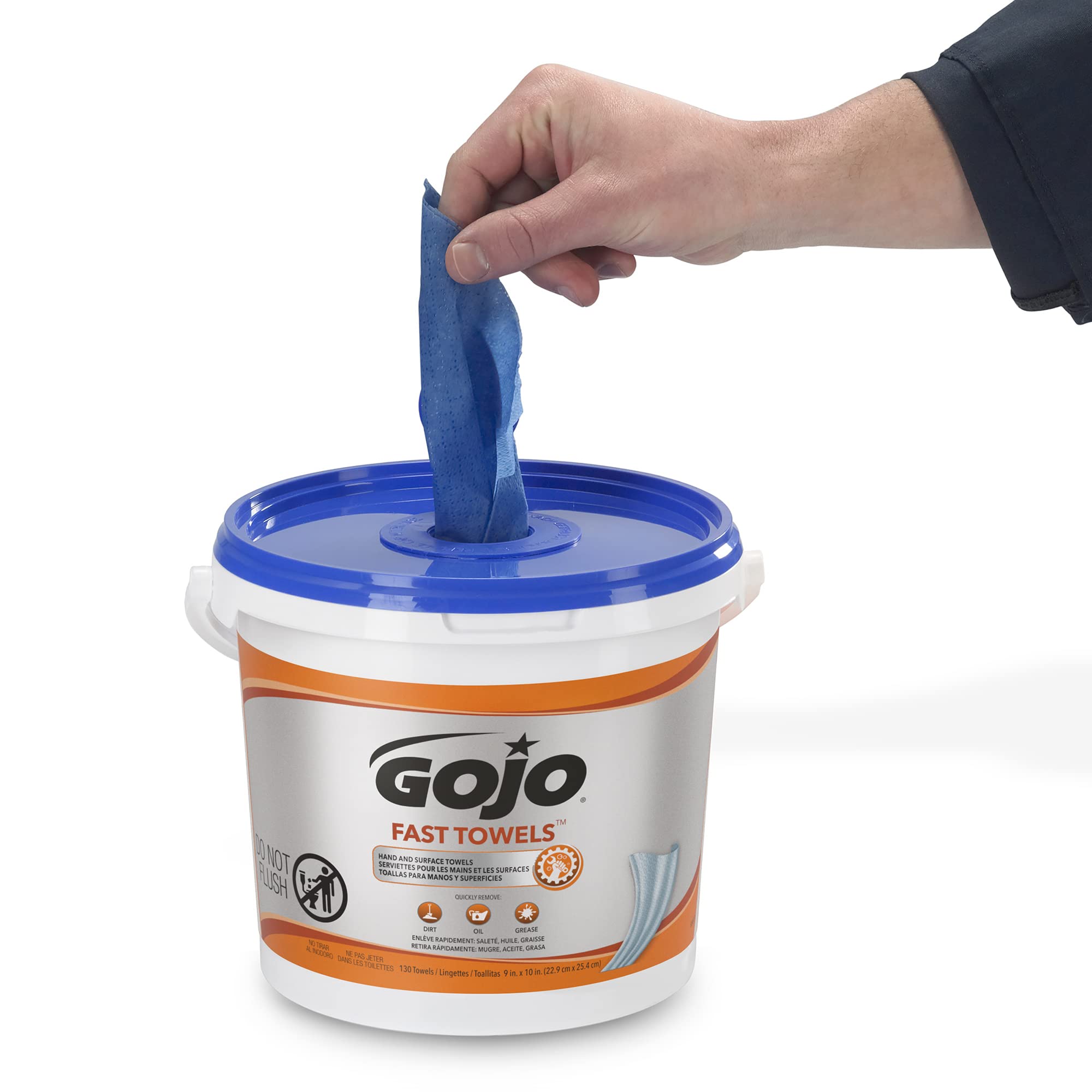 GOJO Fast Towels moisturize hands to prevent dryness during use.