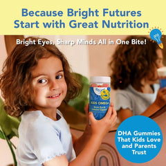GOJOY Kids Omega-3 DHA Gummies serving on a plate illustrating bite-sized vegan nutrition.