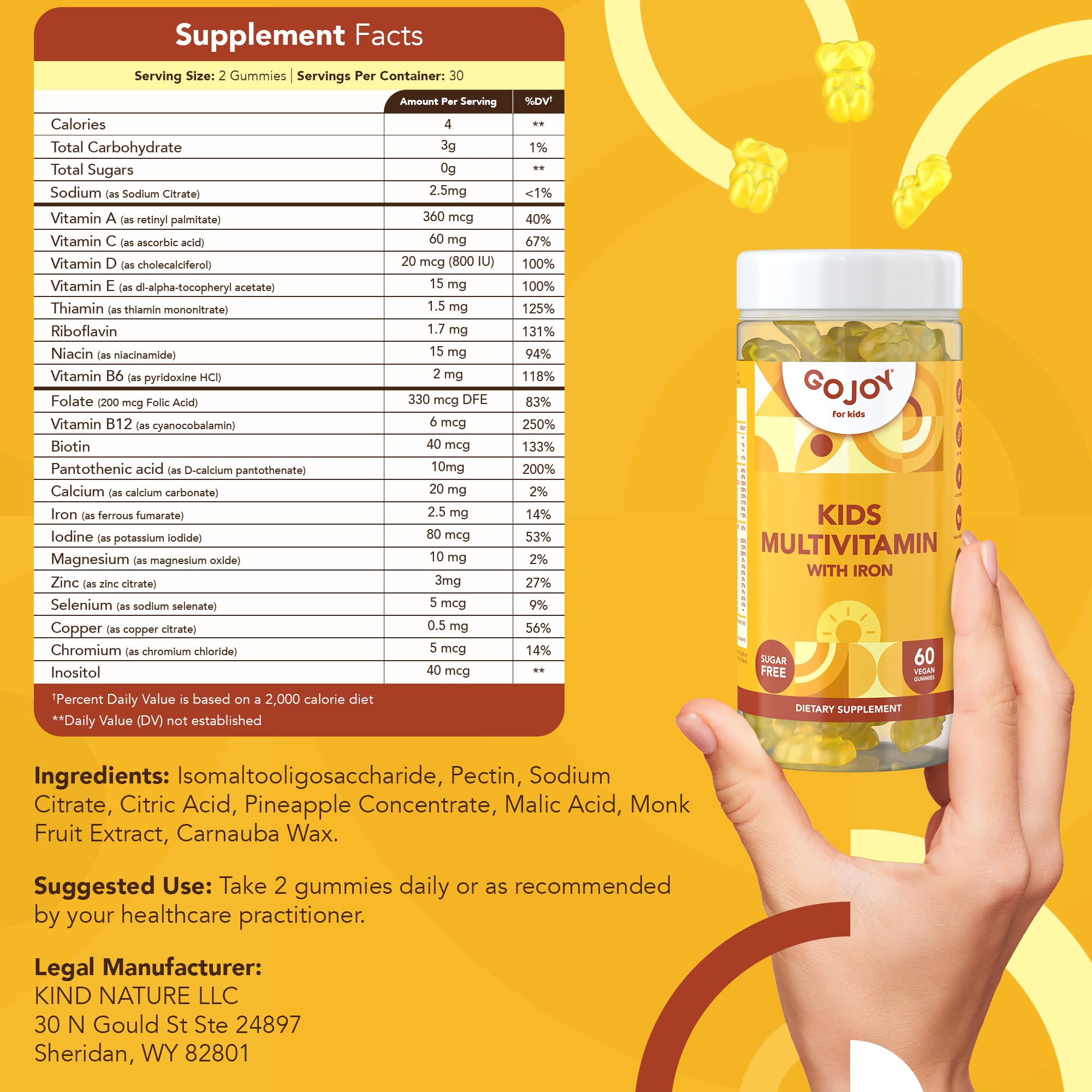 GOJOY NATURALS vegan non-GMO label on packaging
