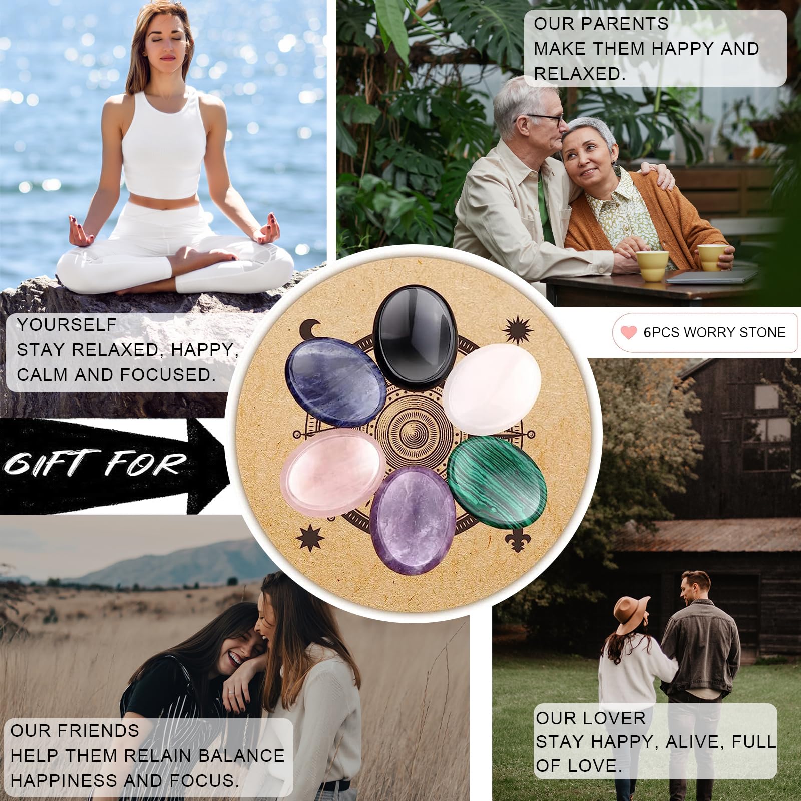 GolbalJew rose quartz worry stone promotes self-compassion and emotional balance