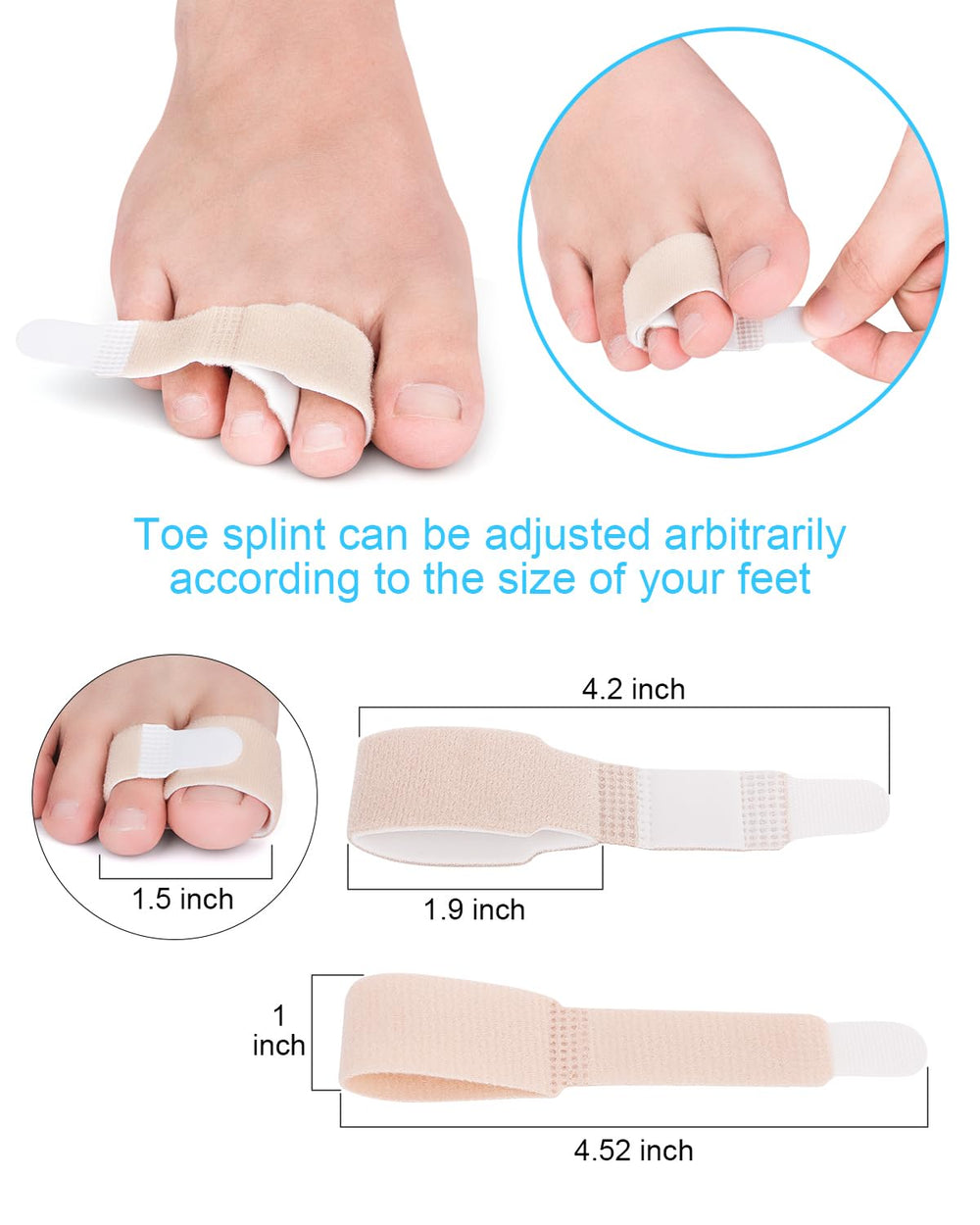 Golbylicc Hammertoe Corrector side view highlights adjustable wrap for fit.