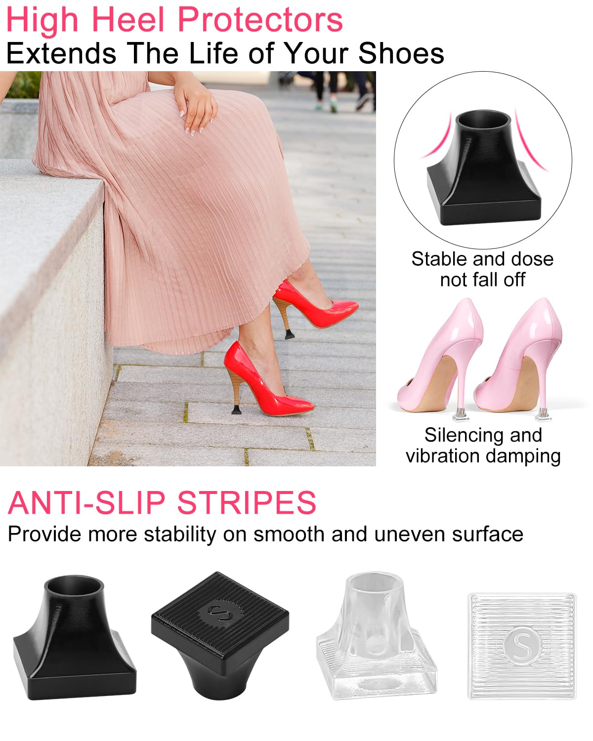 Golbylicc heel protectors with anti-slip bottom reduce noise while walking.