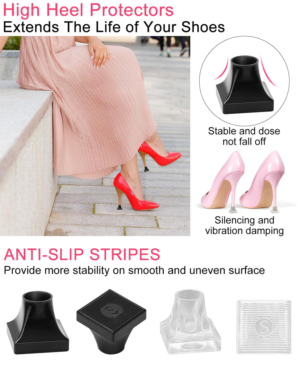 Golbylicc heel protectors with anti-slip bottom reduce noise while walking.