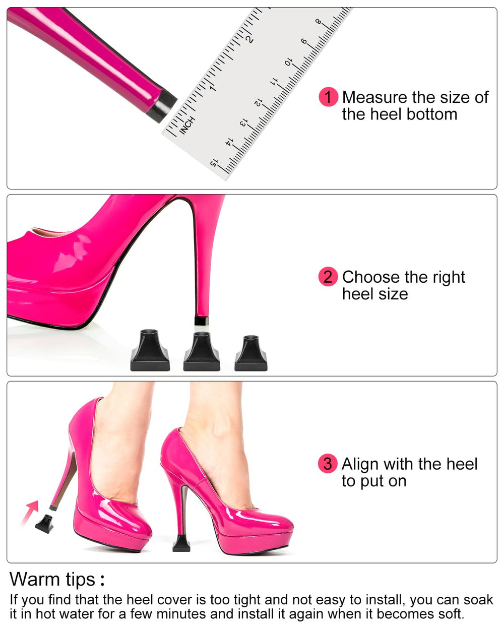 Golbylicc high heel cap sets protectors in 4 sizes for daily use.