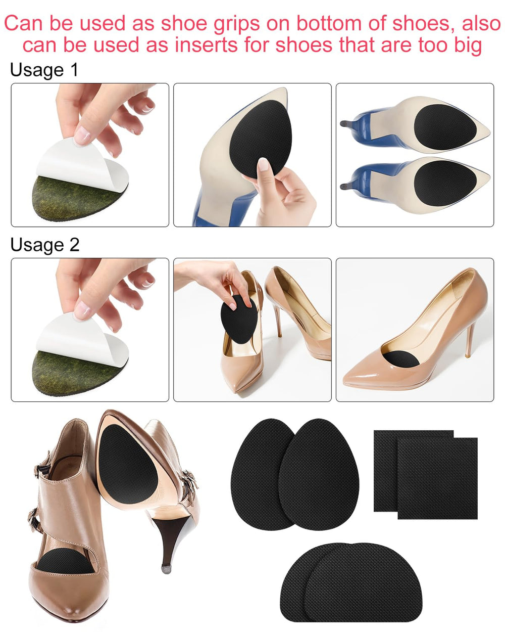 Golbylicc non-slip shoe pads oval shape protects heel area and enhances traction.