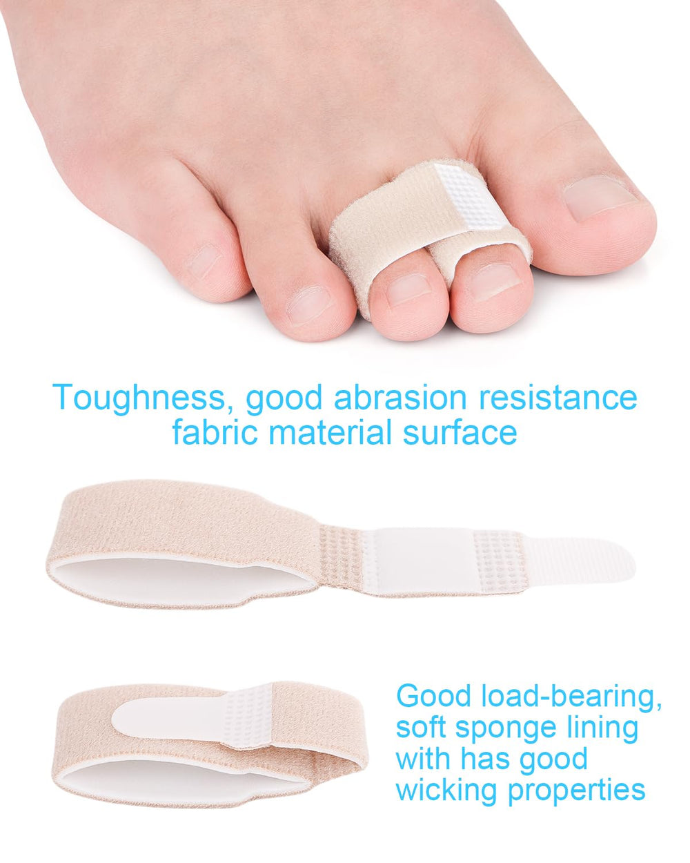 Golbylicc Toe Wraps closeup reveals breathable, skin-friendly fabric.