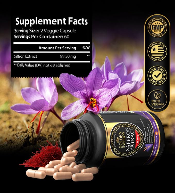 Golden Saffron packaging recyclable box emphasizes eco-conscious wellness choice