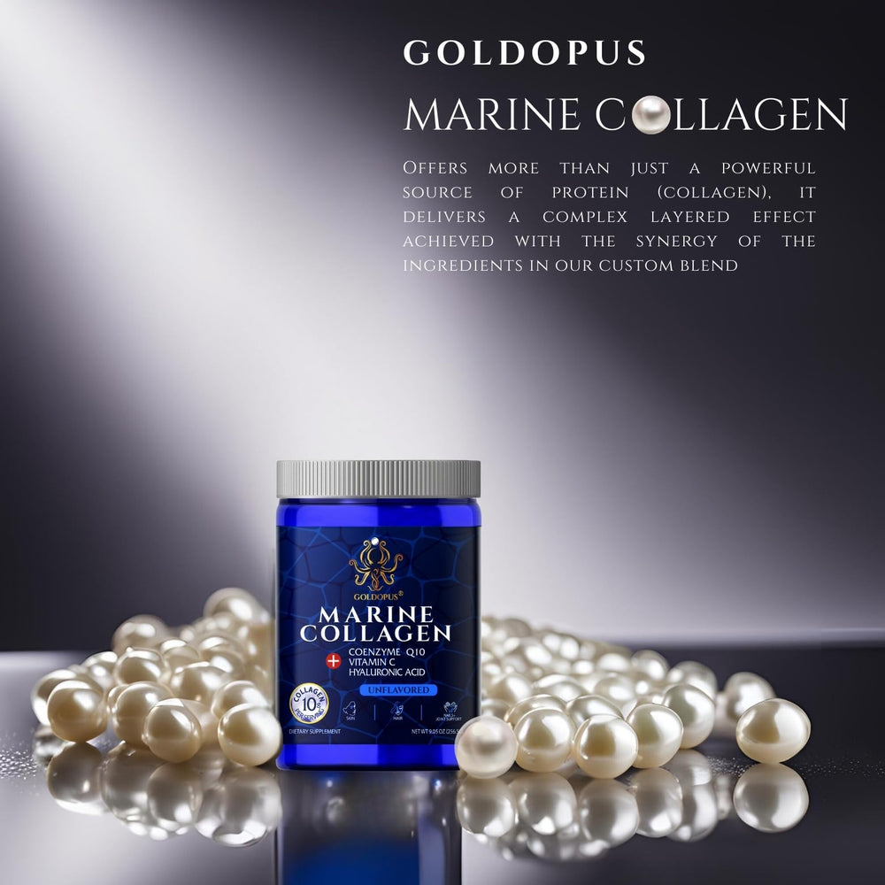 GOLDOPUS label highlights hyaluronic acid and vitamin C