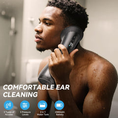 GOLFOEE ear cleaner nozzle set shown, versatile spray patterns for gentle cleansing.
