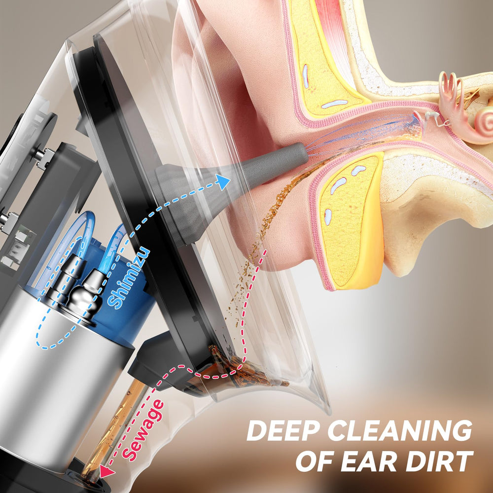 GOLFOEE ear cleaner pressure modes image, shows low, pulse, high options.