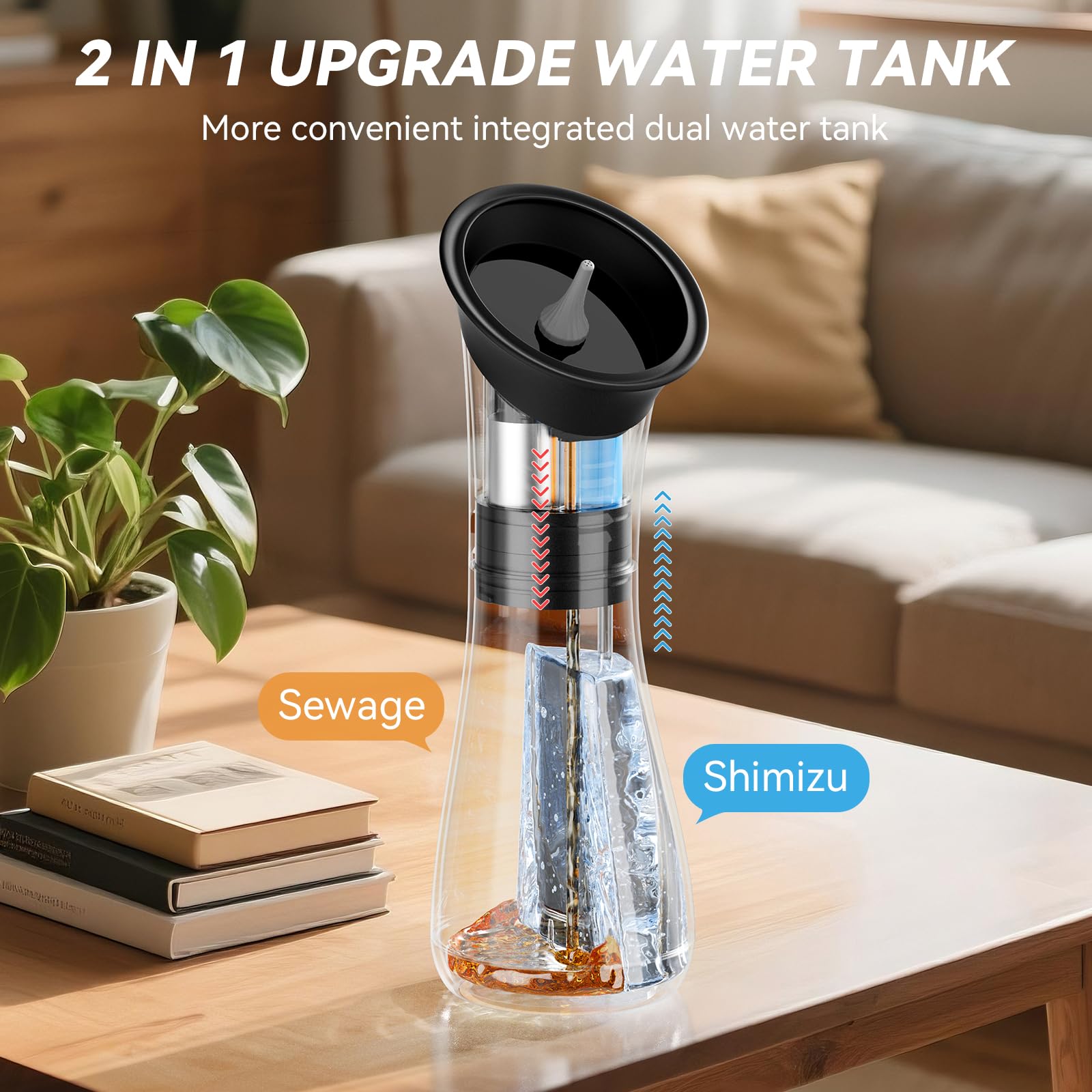 GOLFOEE ear cleaner wastewater tank view, helps keep waste water separate.