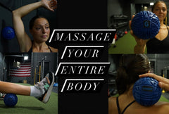 GolgiStim Large Trigger Point Ball in hand demonstrating easy use for targeted muscle relief.