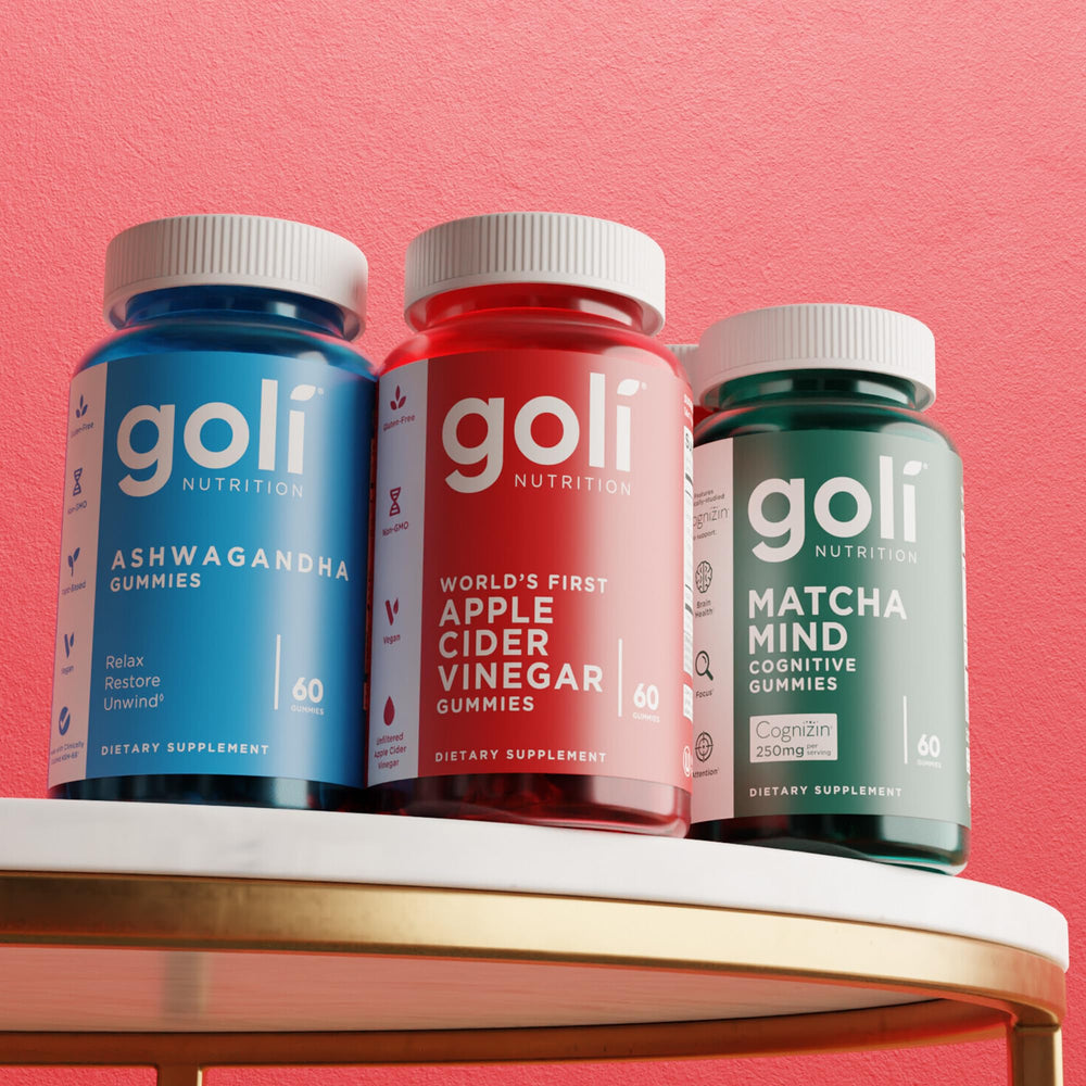 Goli ACV Gummies icons for vegan, gluten-free, gelatin-free on packaging
