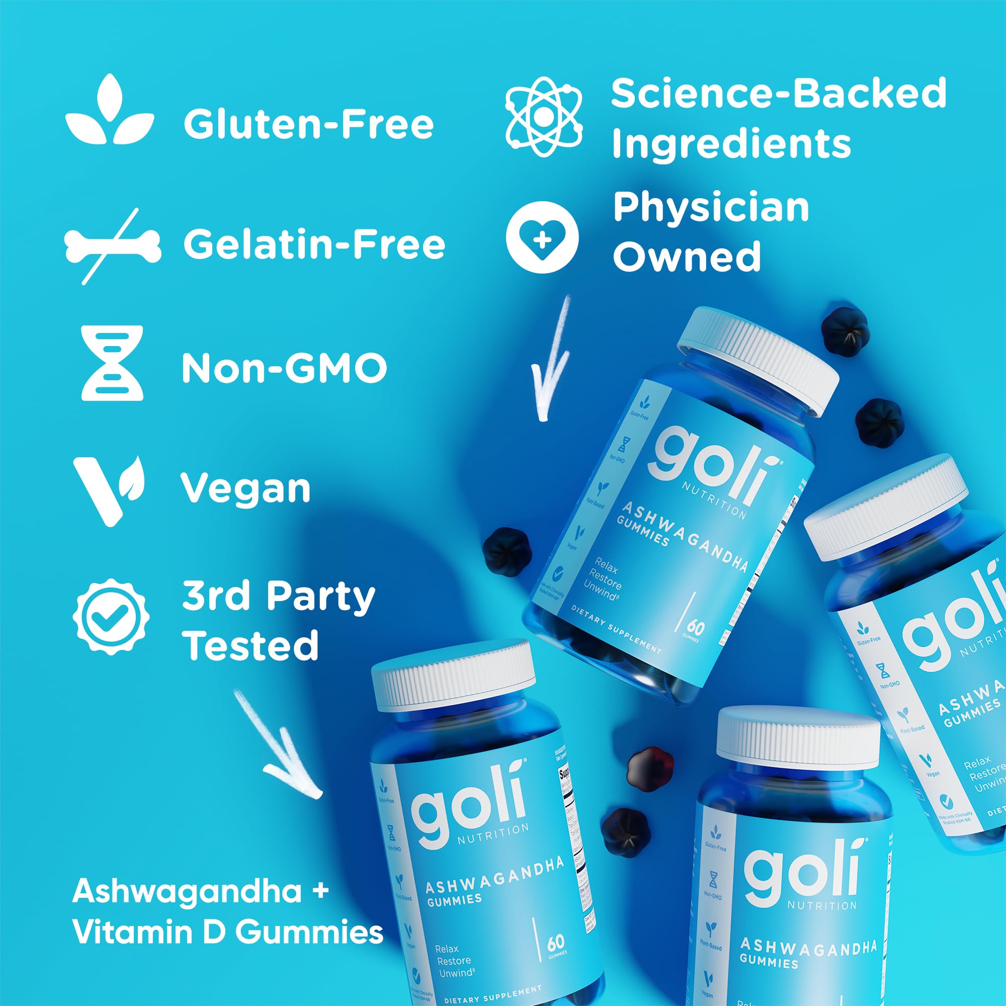 Goli Ashwagandha Gummies vitamin-d ingredient icon highlighting added vitamin D.