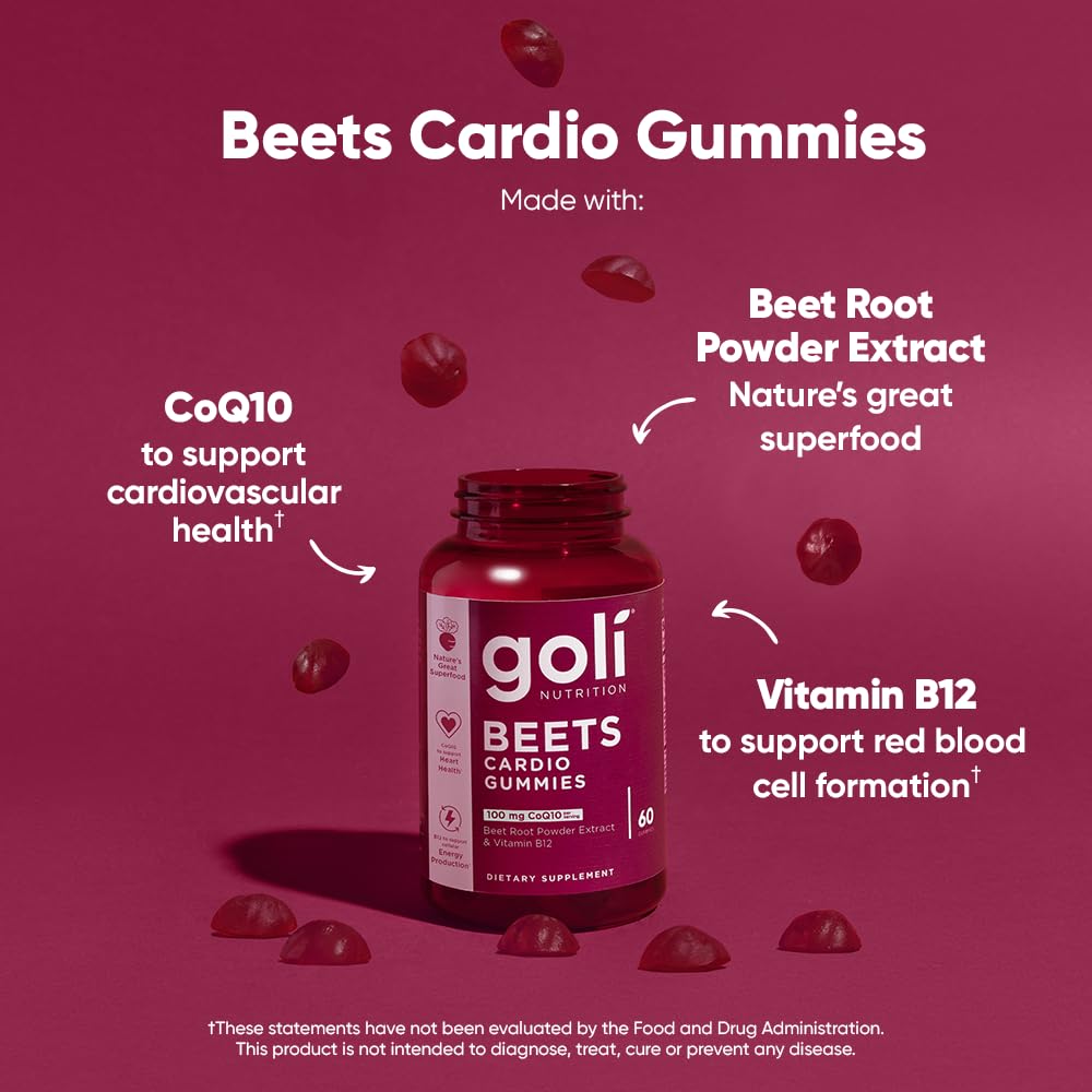 Goli Beets Cardio Gummies beetroot powder jar signaling natural beet nutrition