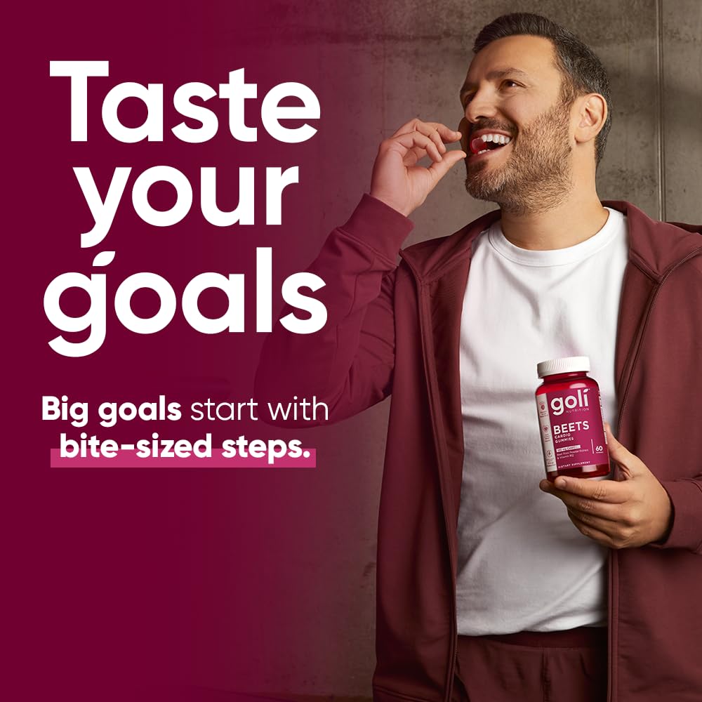 Goli Beets Cardio Gummies on kitchen counter ready to enjoy