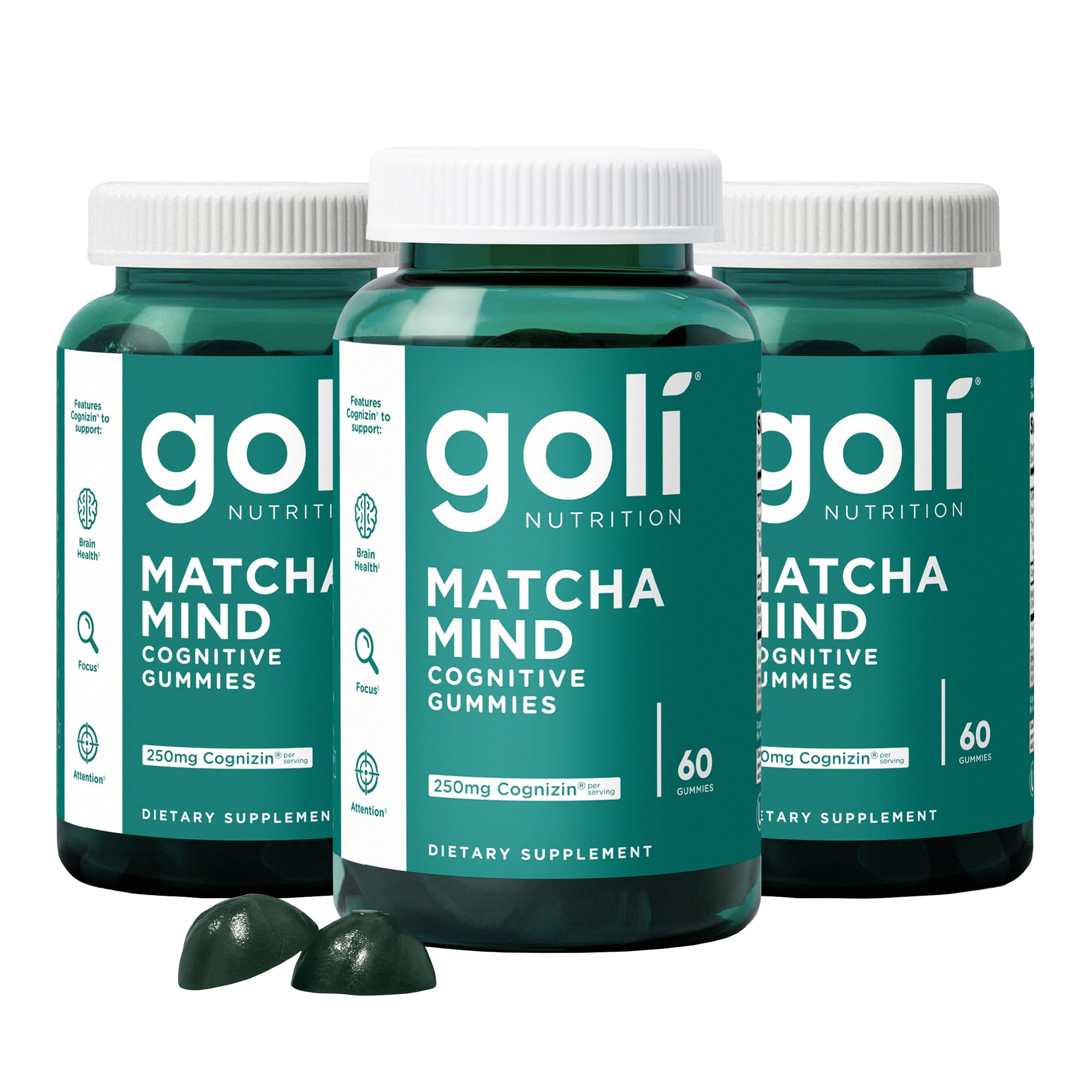 Goli Matcha Mind gummies bottle on desk for daily focus routine.