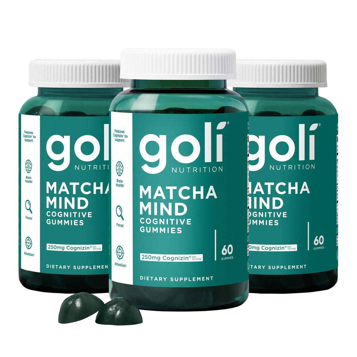 Goli Matcha Mind gummies bottle on desk for daily focus routine.
