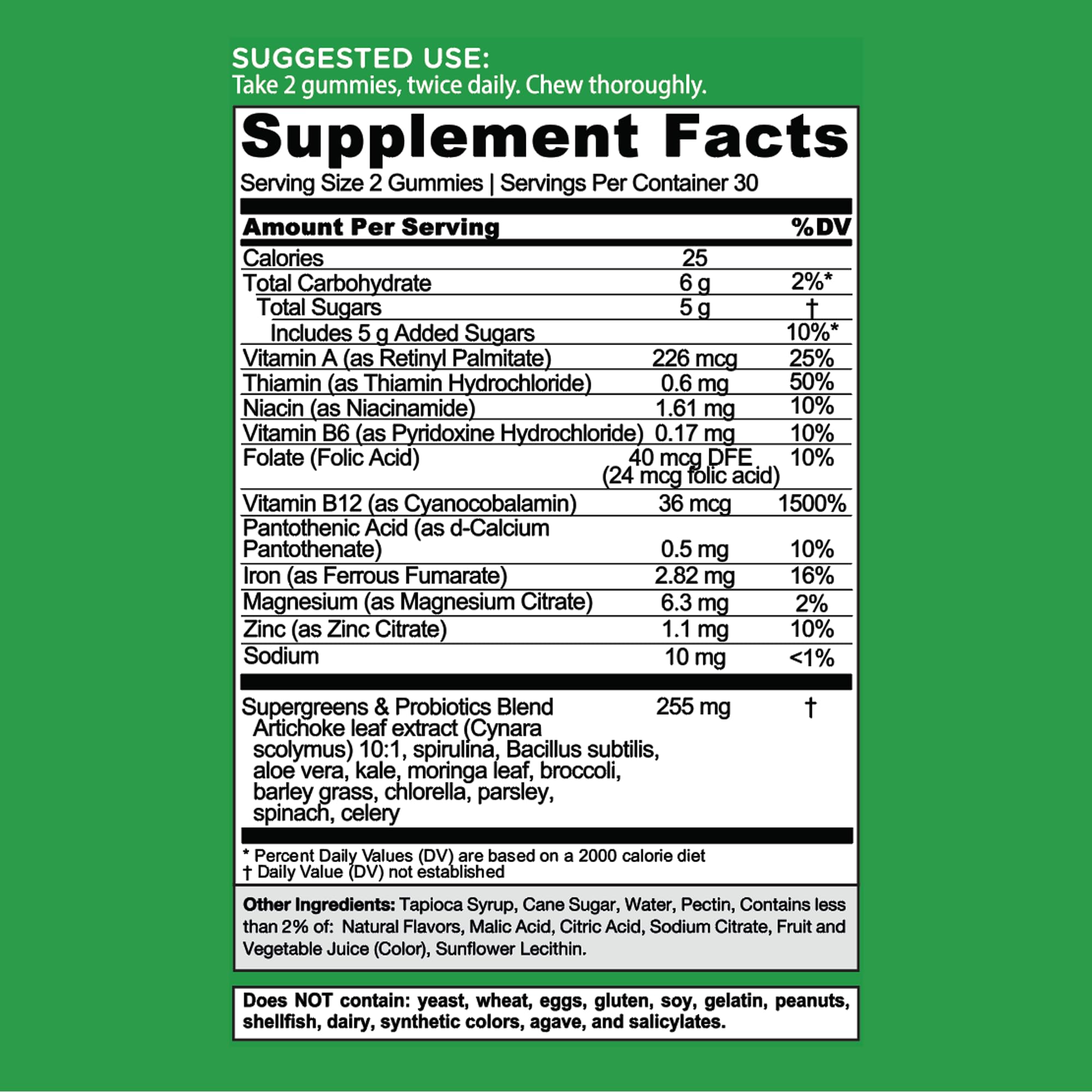 Goli Supergreens Gummies with chlorella for nutrient-dense daily greens.