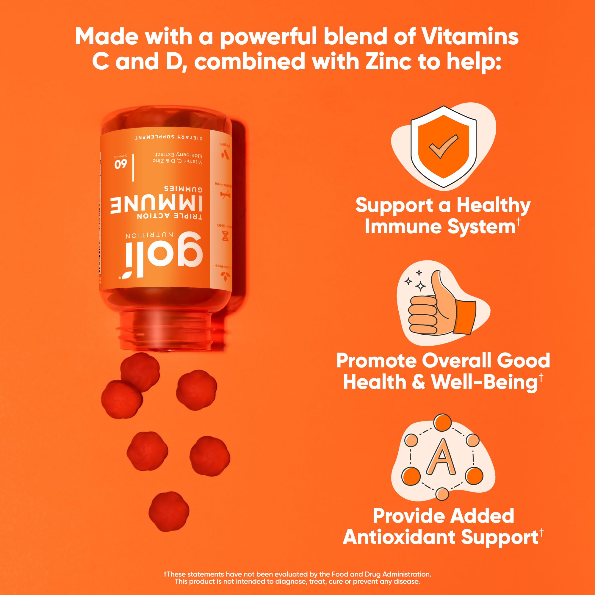Goli Triple Action Immune Gummies with turmeric and ginger blend