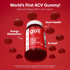 Packaging image of Goli vegan gummies showcases bottle content.
