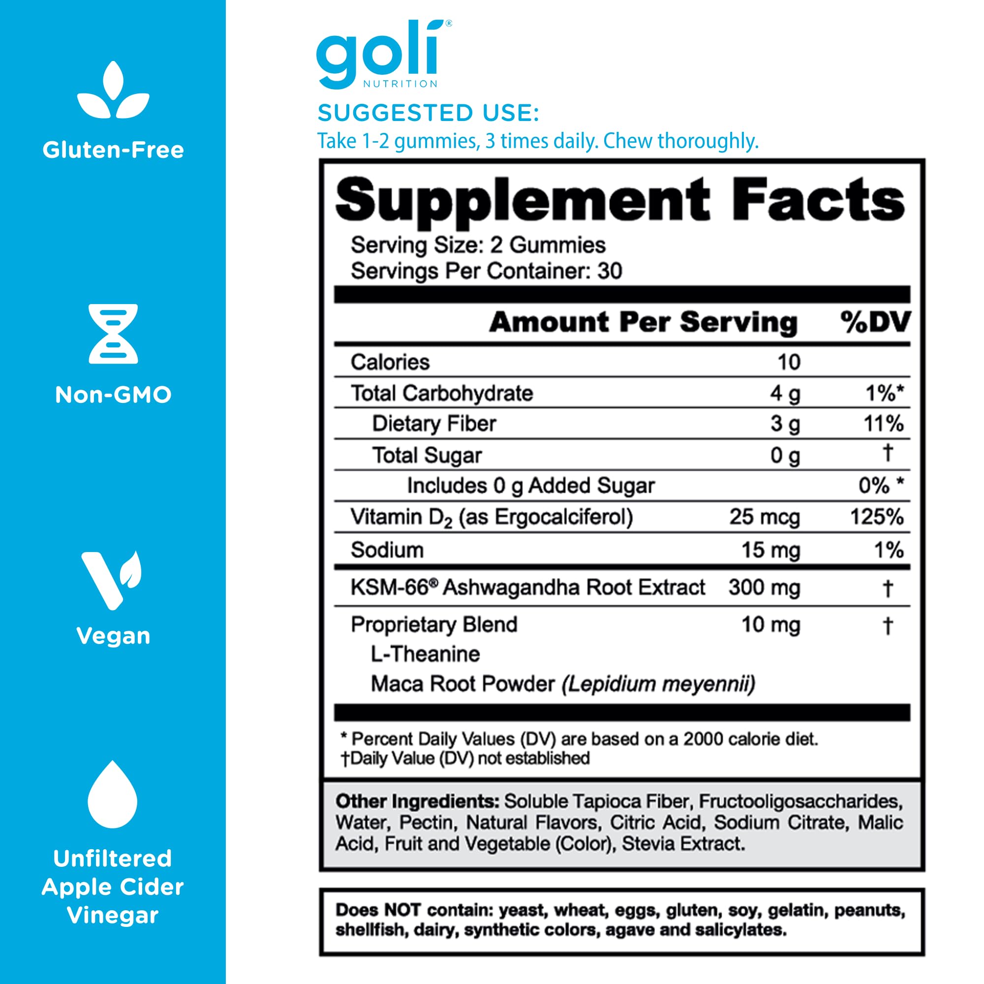 Goli vegan keto-friendly gummies packaging demonstrates clean label