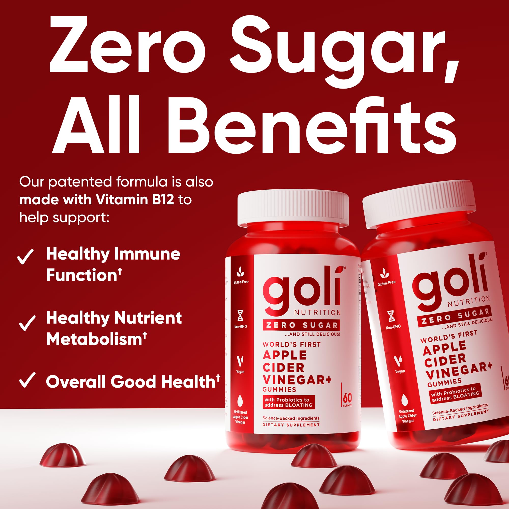 Goli Zero Sugar ACV gummies being poured for daily ritual.