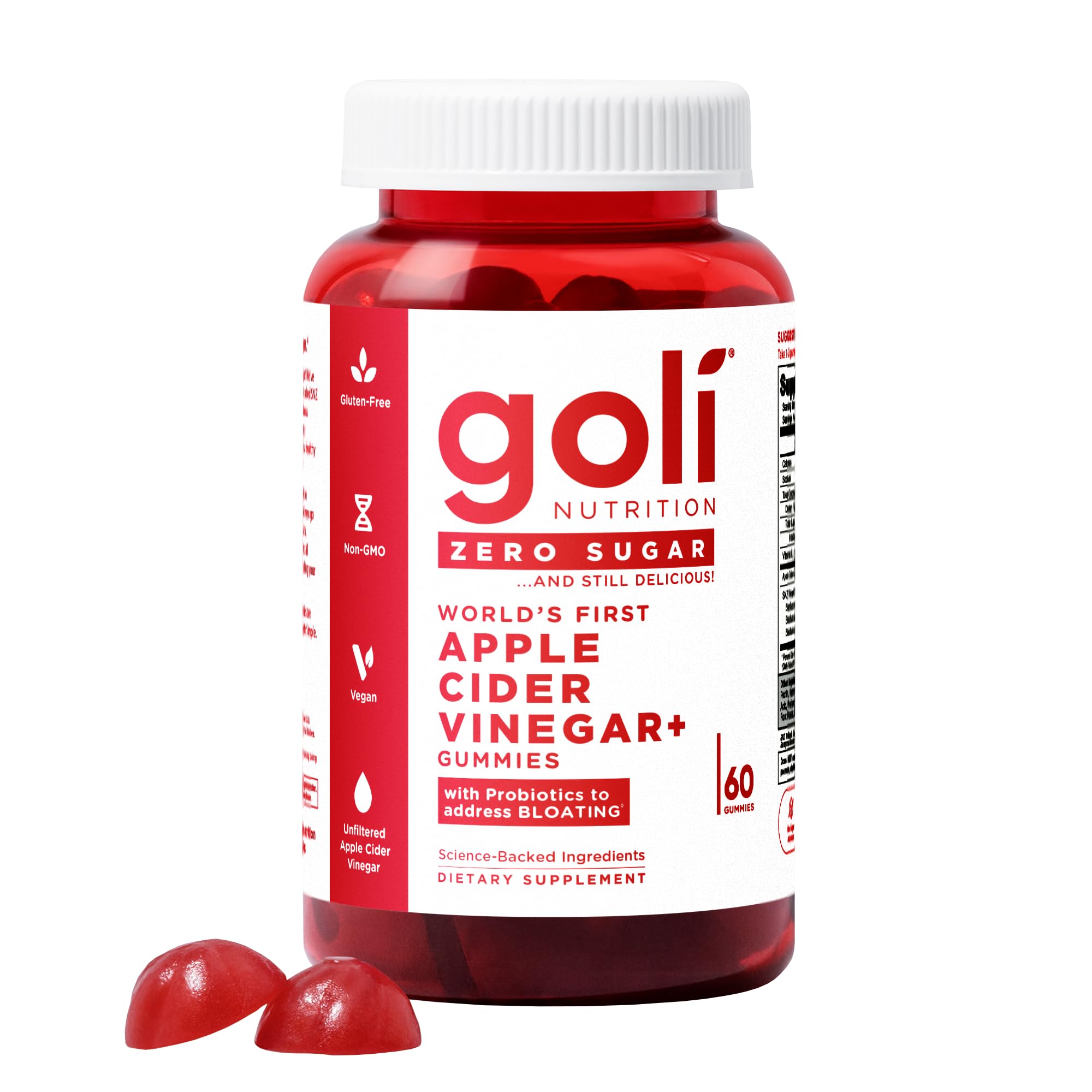 Goli Zero Sugar ACV gummies bottle for easy daily consumption.