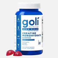 Goli Zero Sugar Creatine Gummies bottle highlighting keto-friendly, sugar-free supplement for active lifestyles