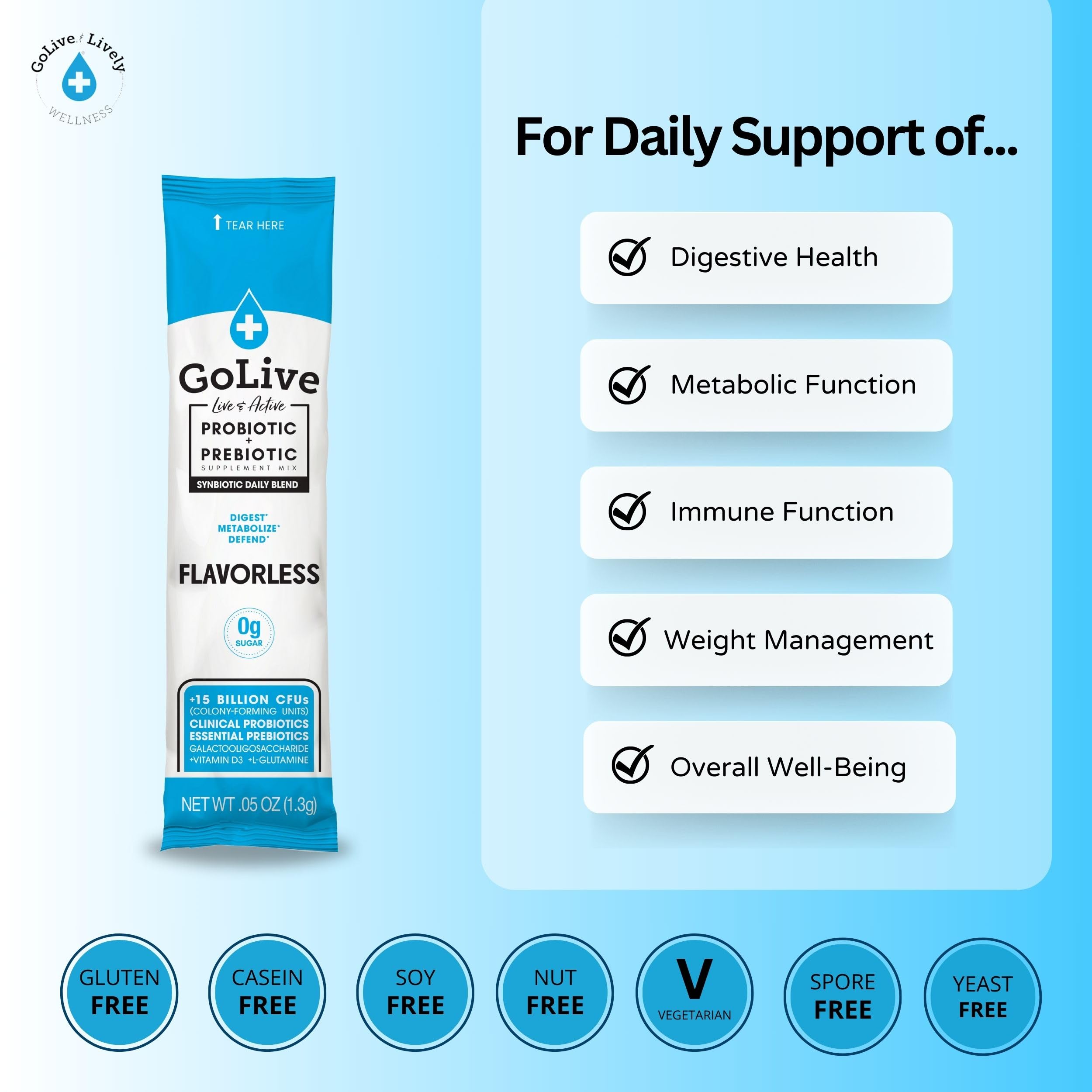 GoLive for women, men, and kids supports convenient on-the-go wellness.