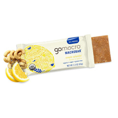 GoMacro Lemon + Lemon ingredients with cashew butter shine, hinting at a creamy bite.