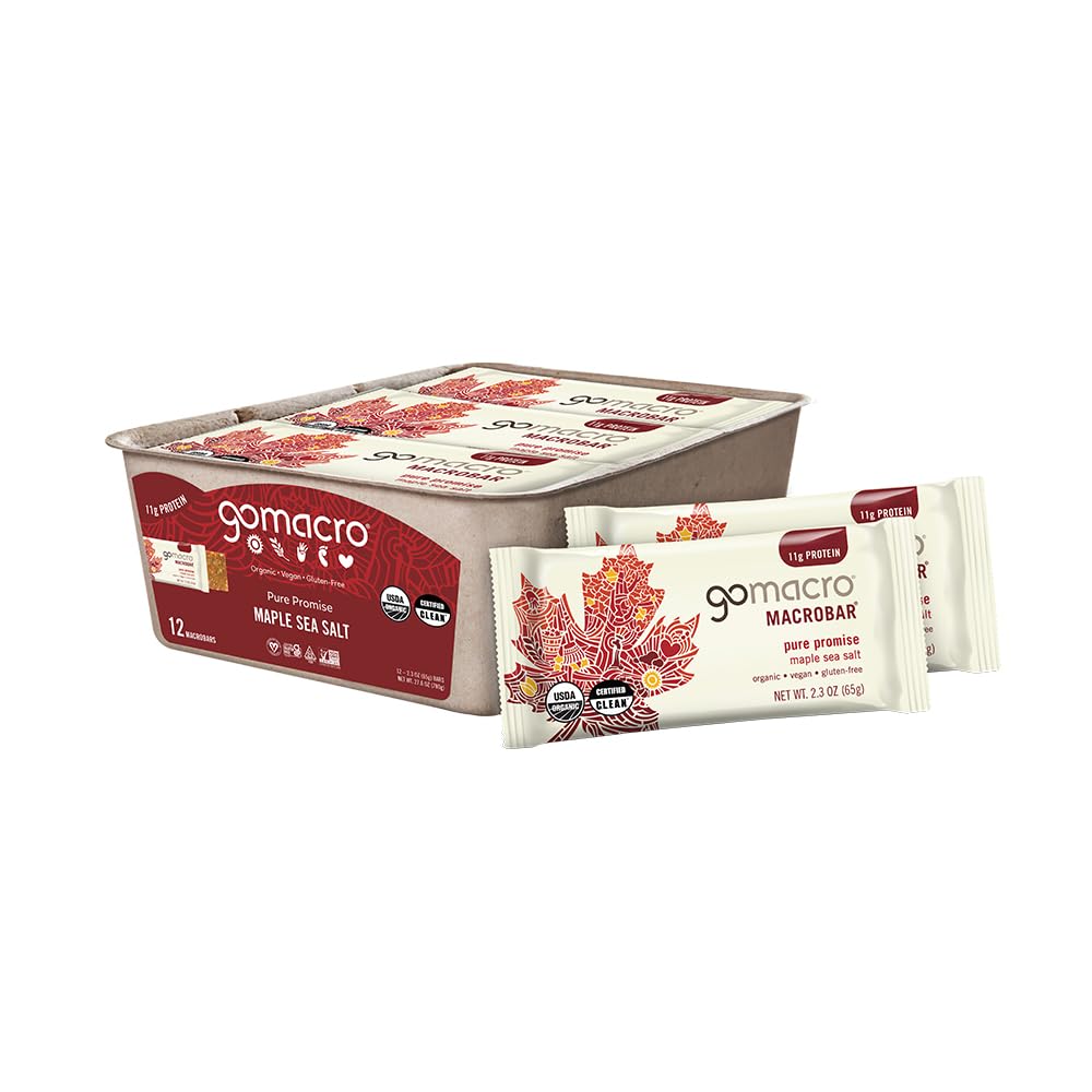 GoMacro MacroBar Maple Sea Salt packaging, a convenient vegan protein snack.