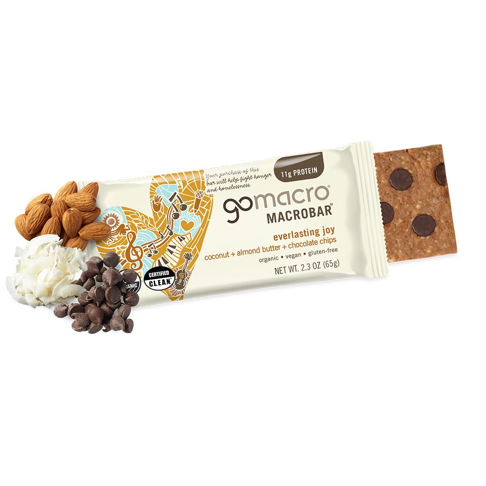 GoMacro MacroBar Organic & Vegan: gluten-free, non-GMO certification for clean snacking.