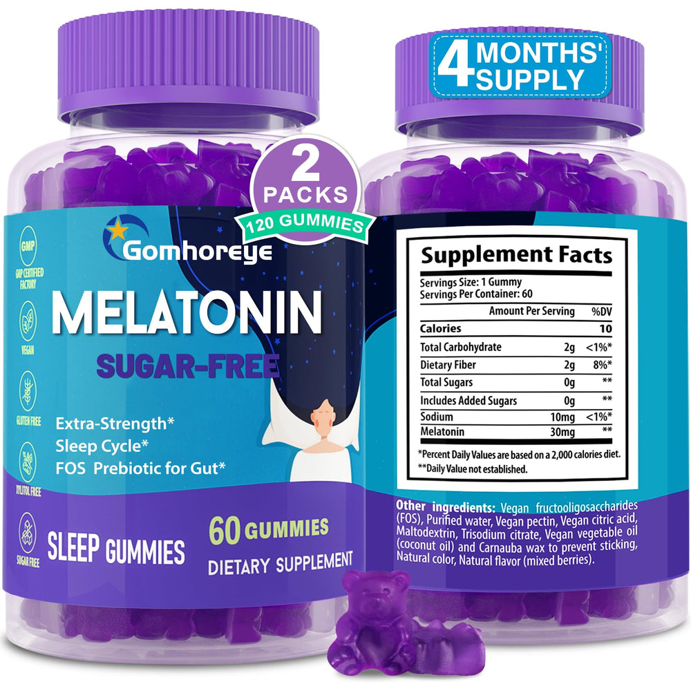 Gomhoreye Melatonin Gummies bottle shown for an easy bedtime routine.