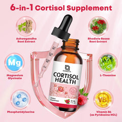 GONGOTA cortisol supplement dropper showing liquid formula for quick calm