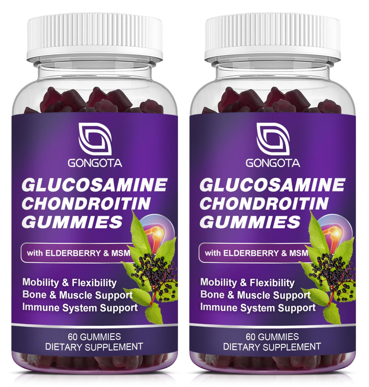 GONGOTA glucosamine chondroitin gummies bottle label for daily mobility.