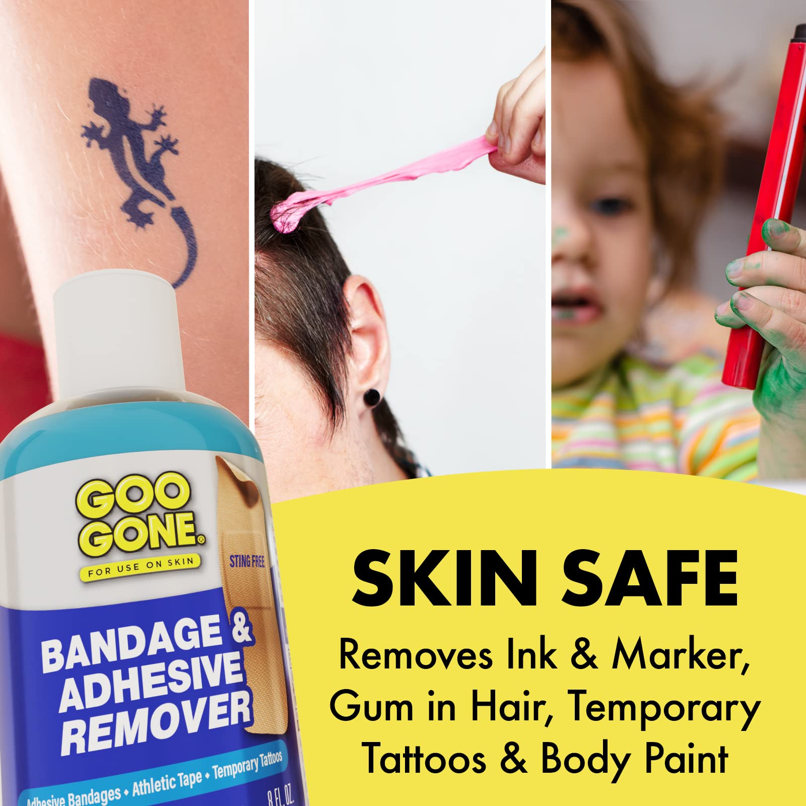 Goo Gone packaging displayed for skin adhesive removal product