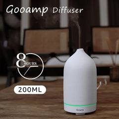 Gooamp ceramic diffuser with LED lights on for mood lighting