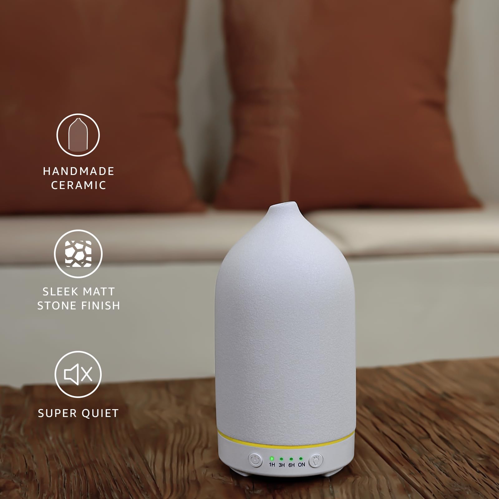 Gooamp ceramic diffuser on office desk setup for ambient aroma