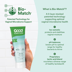 Good Clean Love Balance label closeup highlighting natural ingredients.