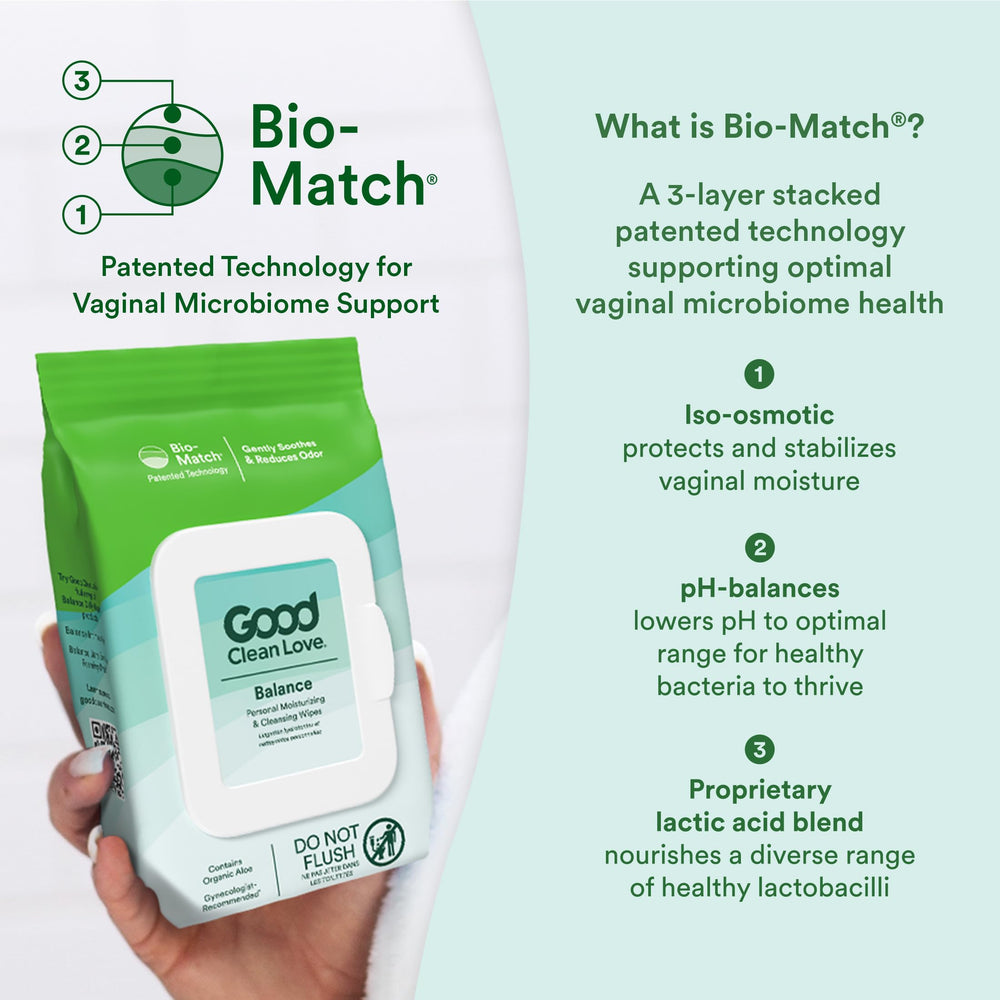 Good Clean Love Balance Wipes with aloe moisturizes and comforts routine care