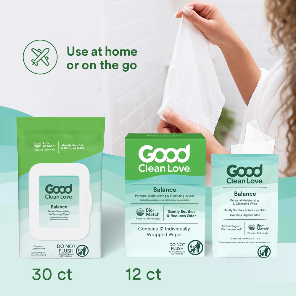 Good Clean Love Balance Wipes ph balanced formula for daily balance