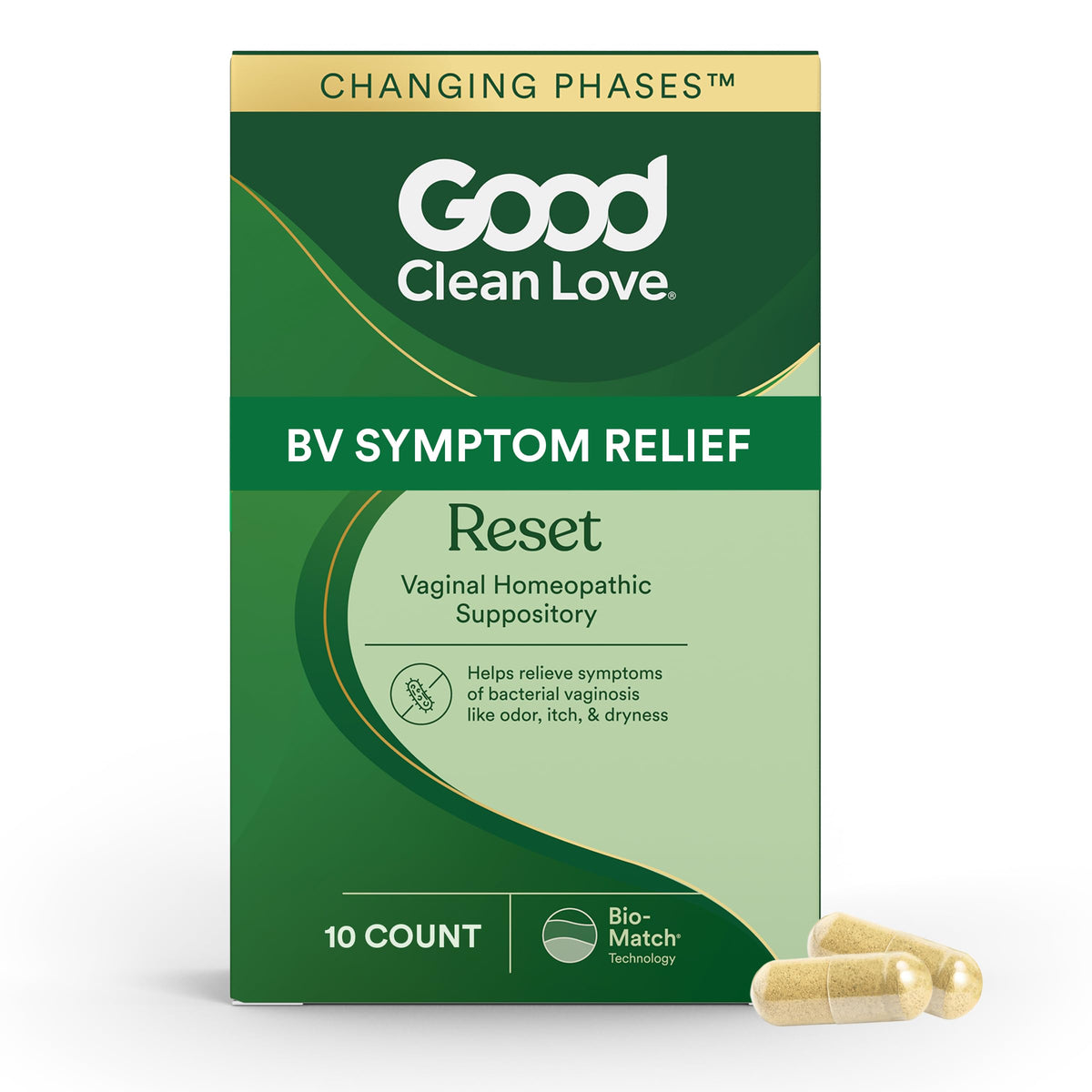 Good Clean Love Reset packaging closeup, showcasing BV relief-ready design.