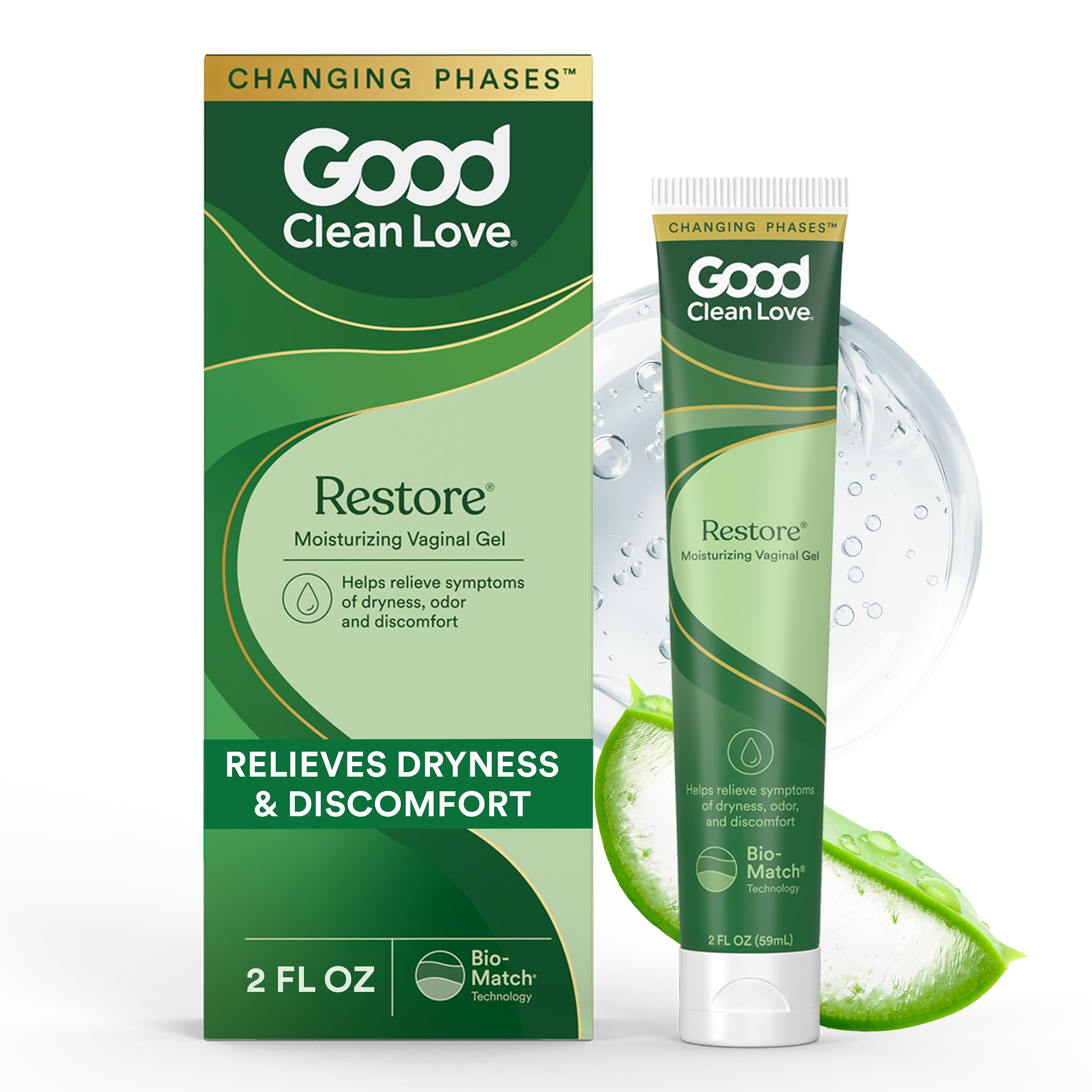 Good Clean Love Restore bottle pour for discreet, daily vaginal moisture and comfort.