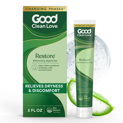 Good Clean Love Restore bottle pour for discreet, daily vaginal moisture and comfort.
