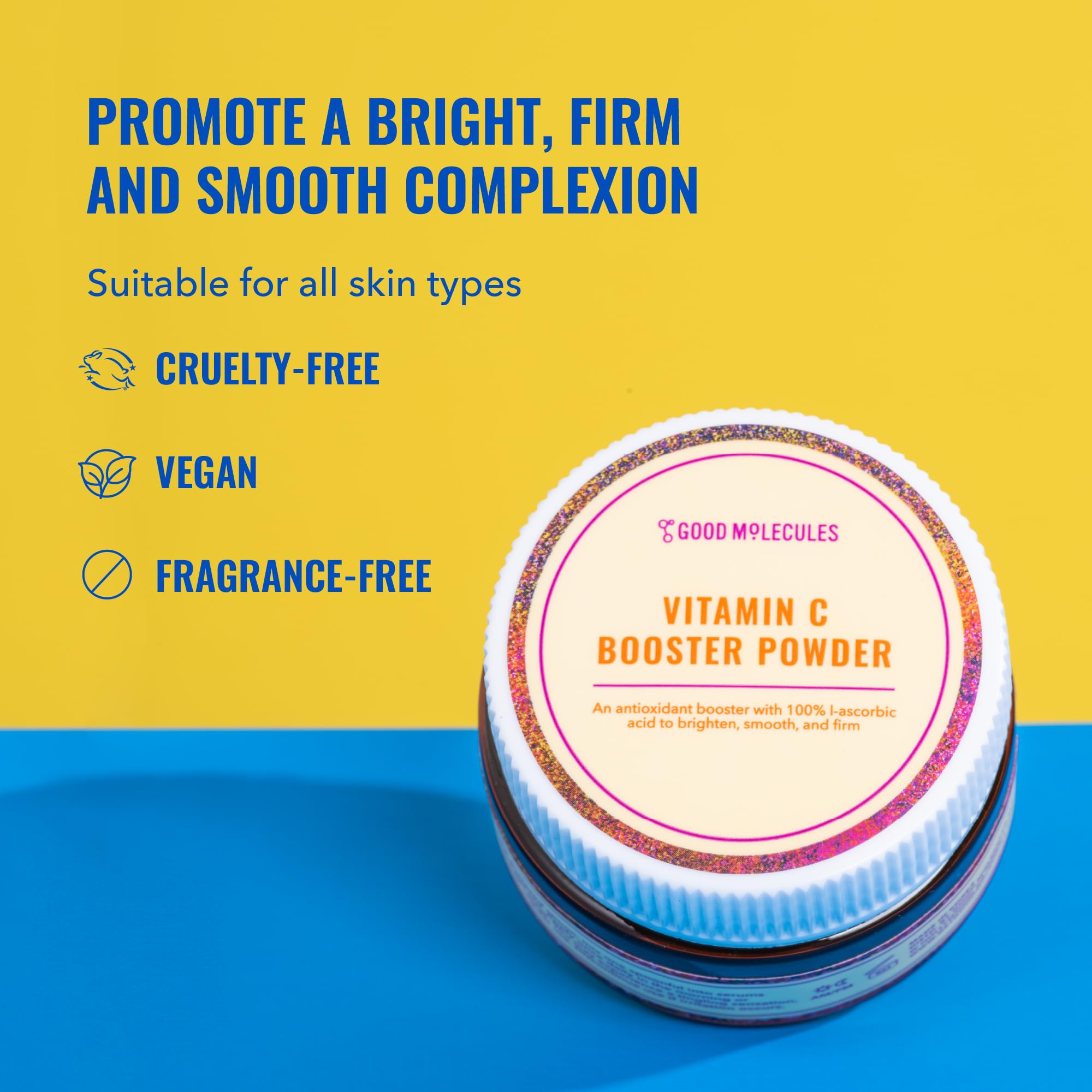 Good Molecules Vitamin C Booster Powder spoon ready to mix into serum for convenience.