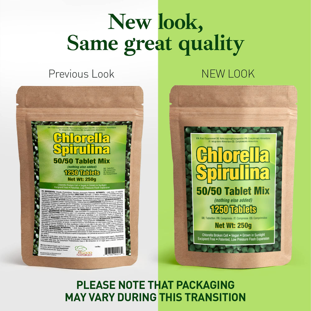 Good Natured 1250-tablet supply offers long-term nutritional support.