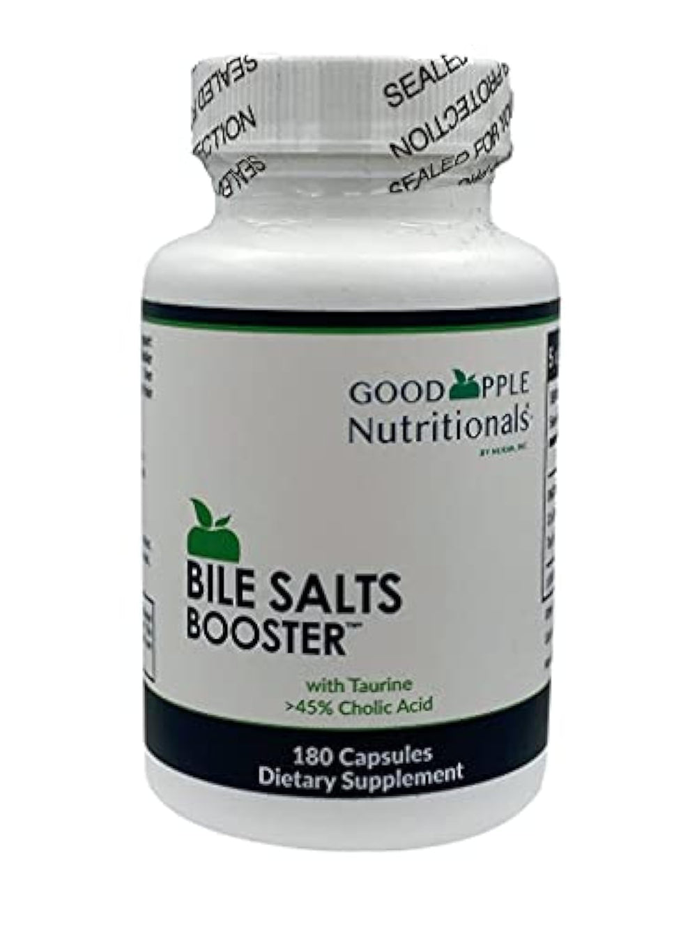 GOODAPPLE NUTRITIONALS Bile Salts Booster bottle front with compact capsules for flexible dosing